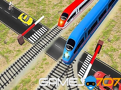 Euro-Eisenbahnübergang : Eisenbahnzug passiert 3D