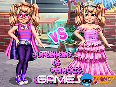 Kleines Mädchen Superheldin gegen Prinzessin