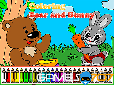 Ours et lapin à colorier